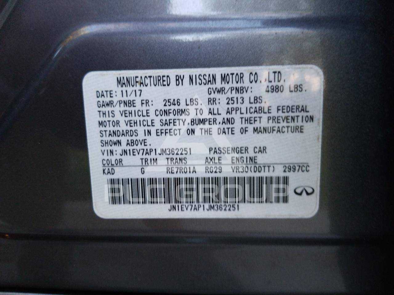 2018 Infinity Q50 VIN: JN1EV7AP1JM362251 from the USA - PLC Group