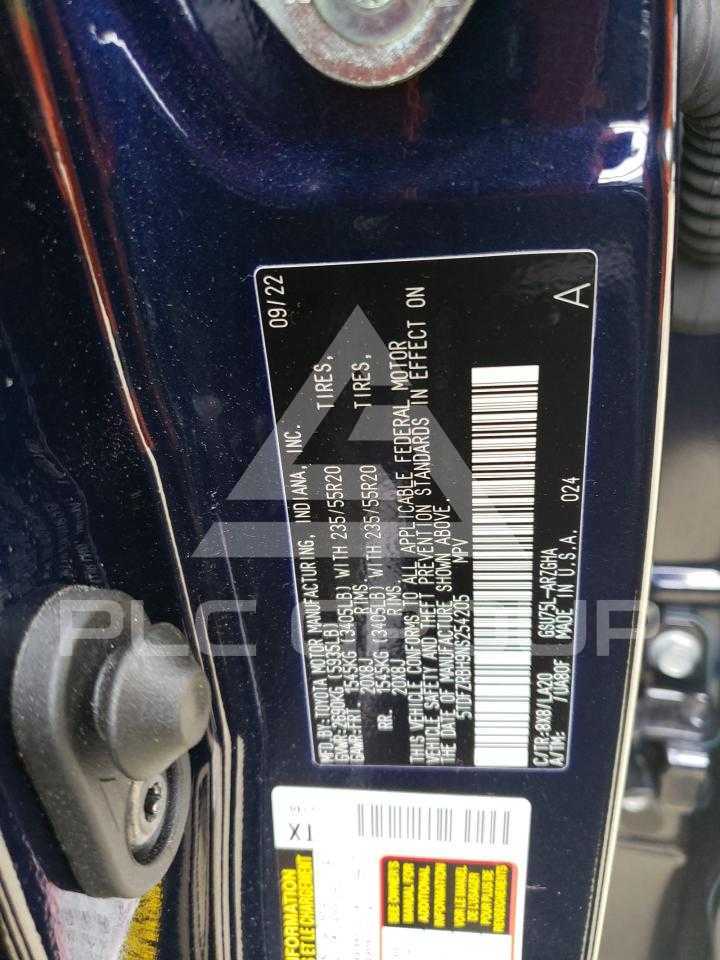 2022 Toyota Highlander VIN: 5TDFZRBH9NS254205 из США - PLC Group