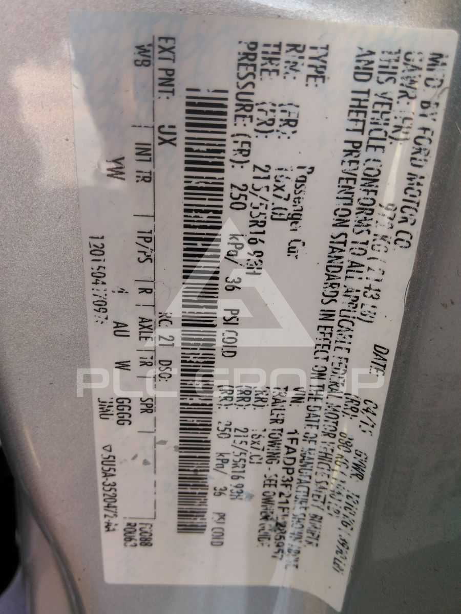 2015 Ford FOCUS VIN: 1FADP3F21FL285957 from the USA - PLC Group