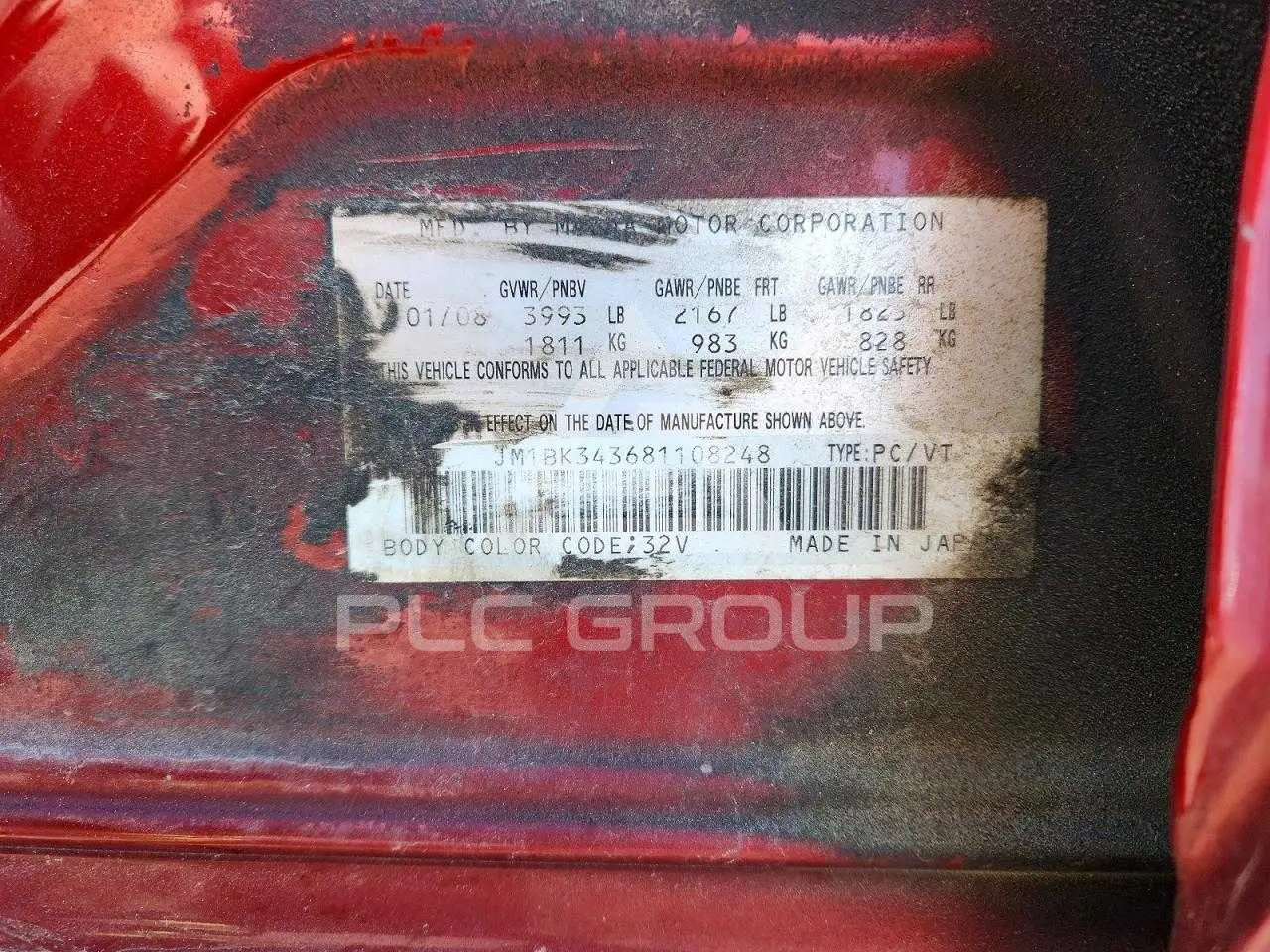 2008 Mazda 3 VIN: JM1BK343681108248 из США - PLC Group
