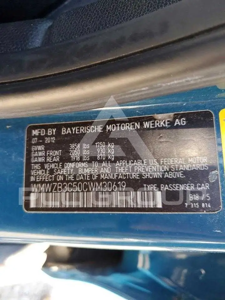 2012 Mini COOPER VIN: WMWZB3C50CWM30619 из США - PLC Group