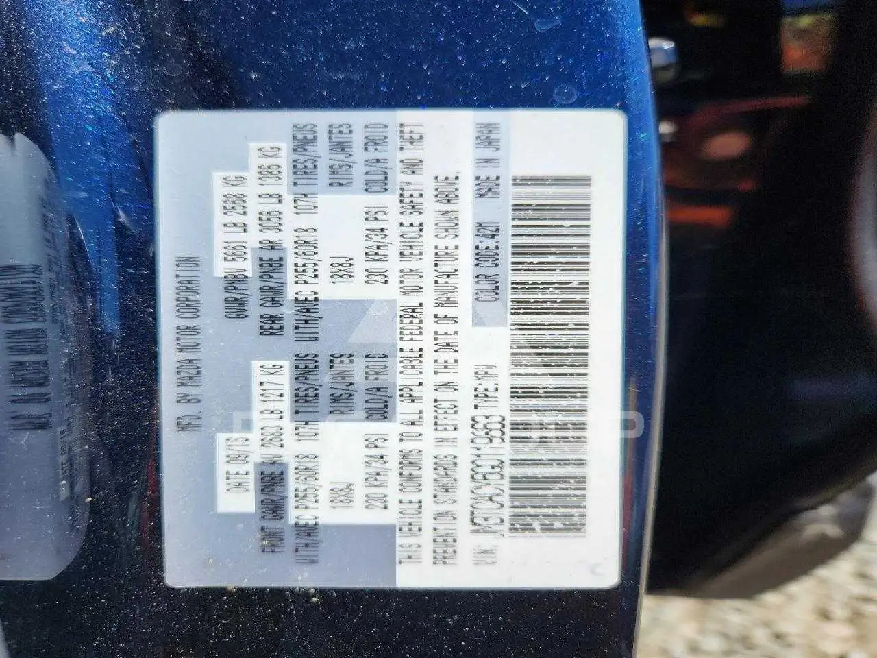 2016 Mazda CX-9 VIN: JM3TCACY6G0119863 из США - PLC Group