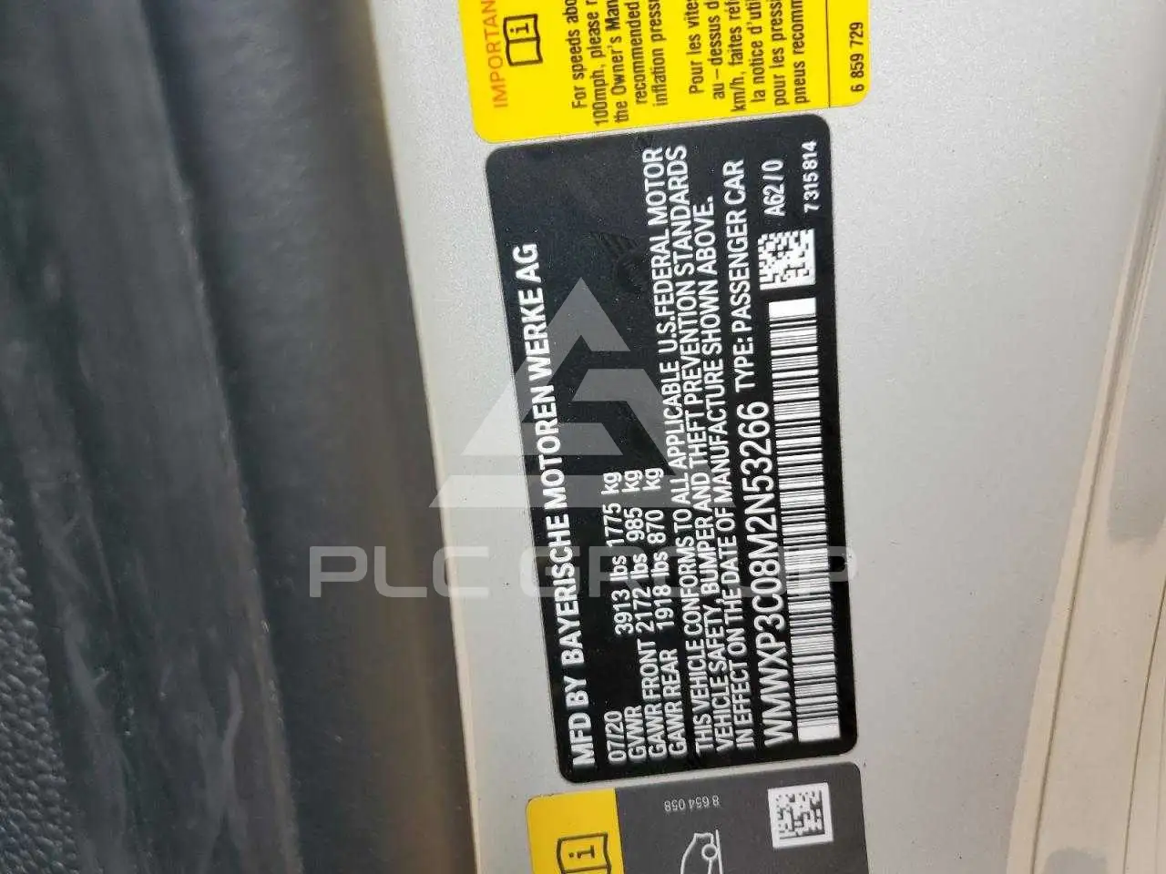 2021 Mini COOPER VIN: WMWXP3C08M2N53266 з США - PLC Group