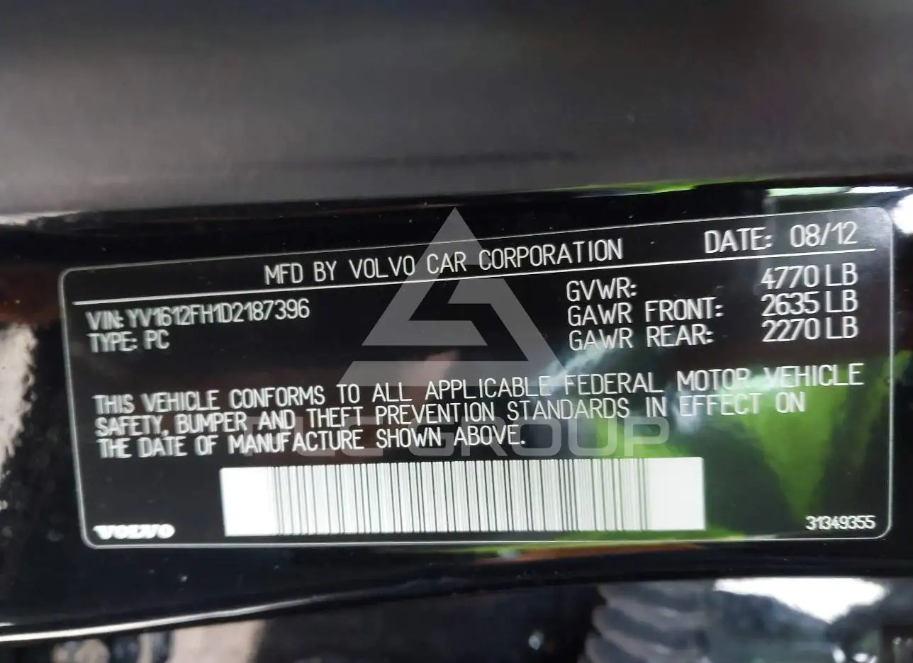 2013 Volvo S60 VIN: YV1612FH1D2187396 из США - PLC Group