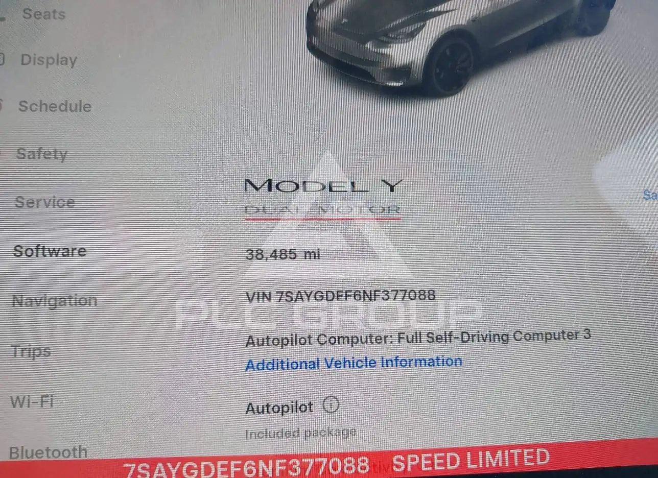 2022 Tesla Model Y VIN: 7SAYGDEF6NF377088 з США - PLC Group