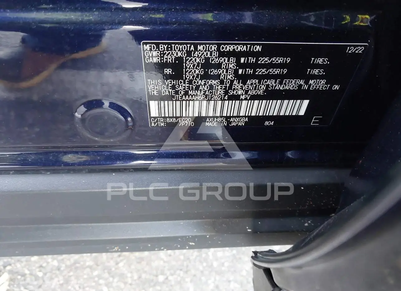 2023 Toyota VENZA VIN: JTEAAAAH6PJ126214 з США - PLC Group